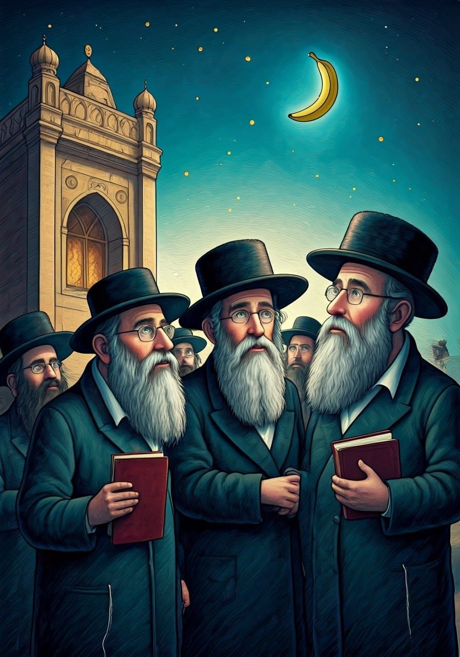 Ultra-Orthodox Men Observe Crescent Moon, Children's Book Il...