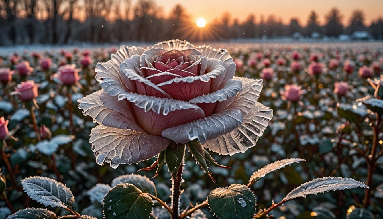 Icy Rose at Sunrise: Professional Photography
