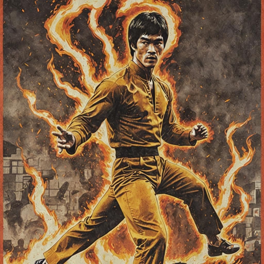 Retro Bruce Lee Poster: Stepping into Infinity