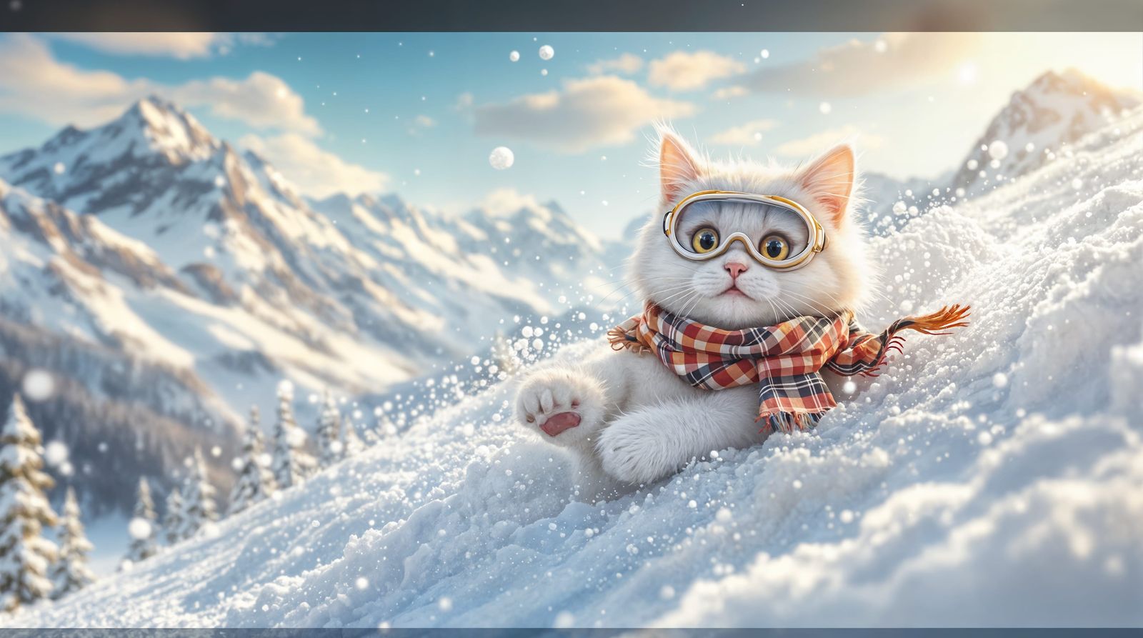 Whimsical Cat Tumbles Down Snowy Slope in a Heartwarming Win...