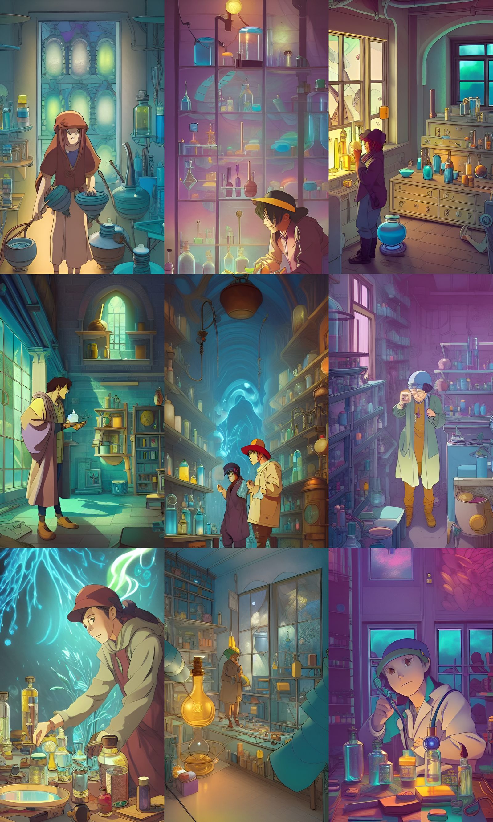 Alchemist's Healing Lab in Comic Book Style