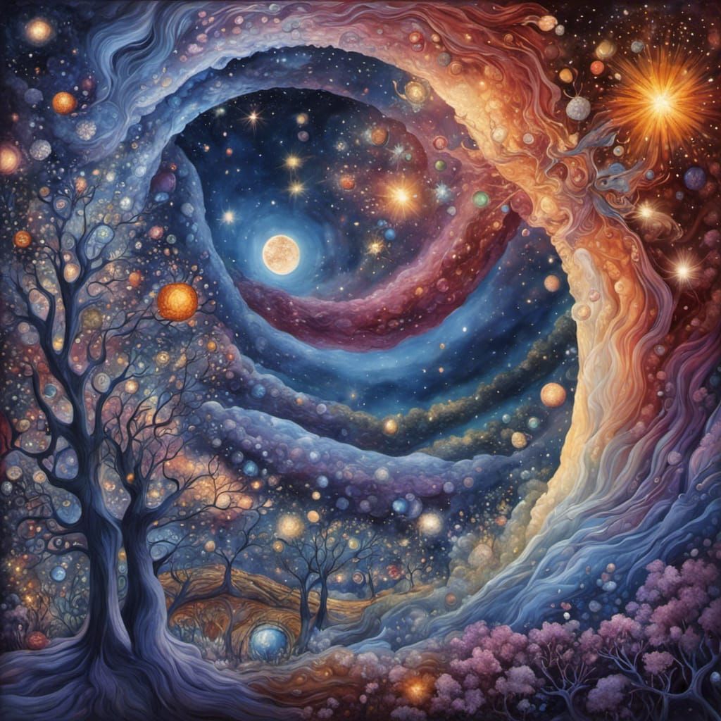 Crystal Wine Glass Universe in Digital Art