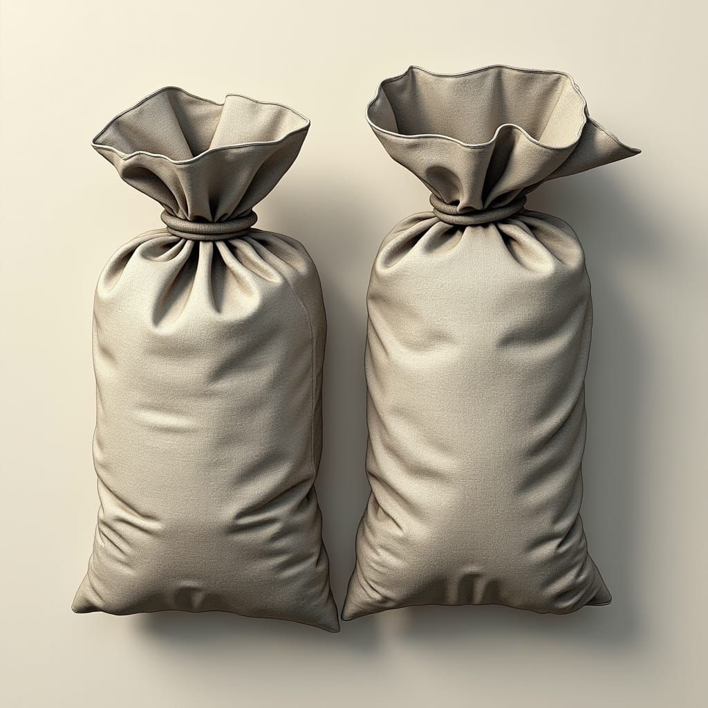 Detailed Sandbags Top View, Pencil Drawing