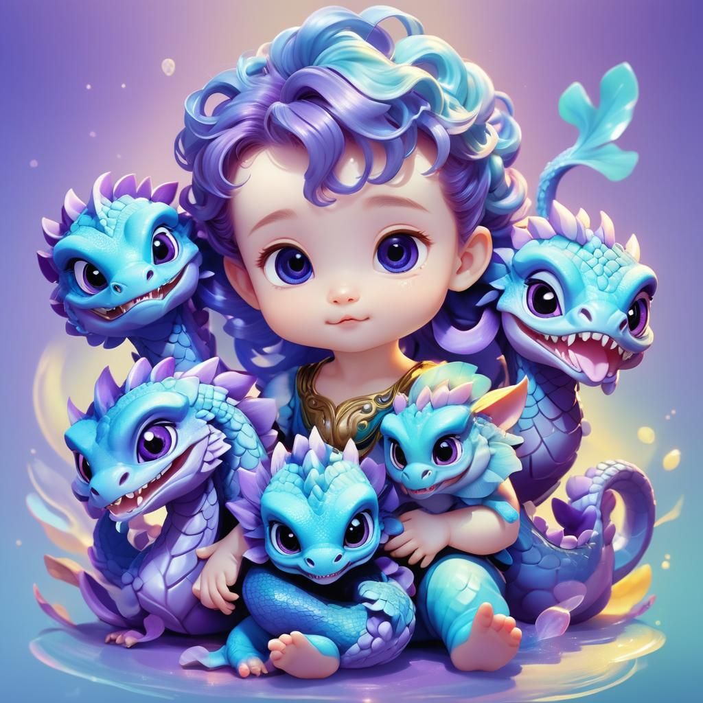 Baby Hercules loved his hydra friend ^.^