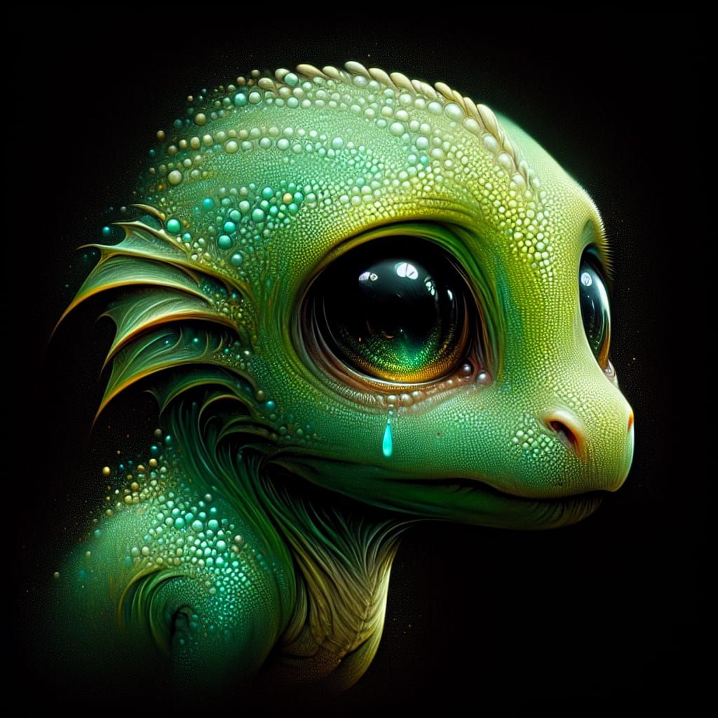 Lonely Baby Dragon in 3D Fantasy Art