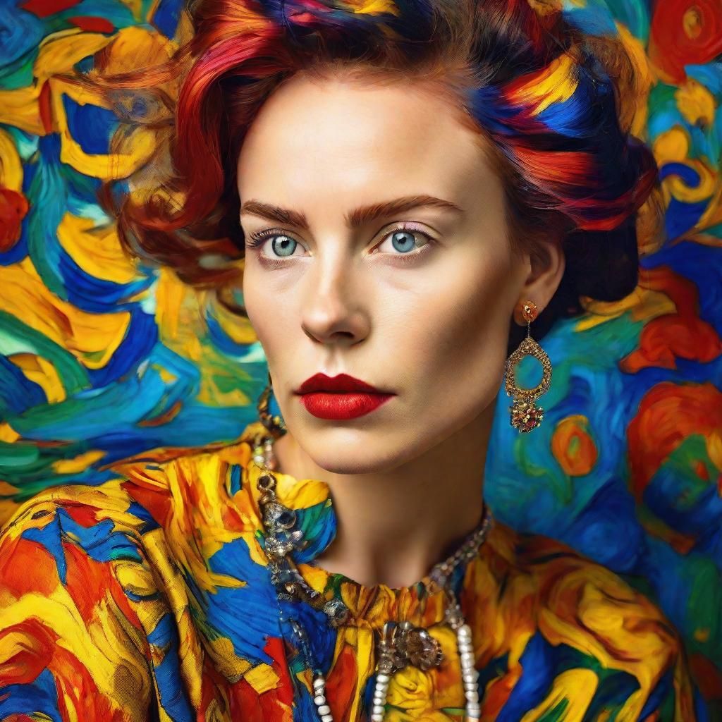 Fauvist Portrait of Woman with Vibrant Colors