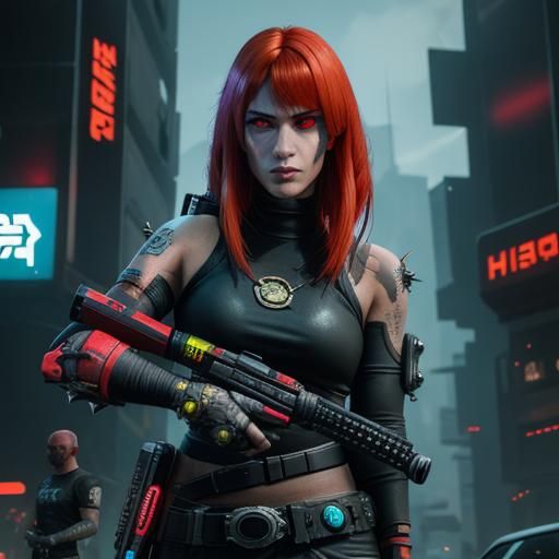 Cyberpunk Ogre Warrior with Spiked Mace