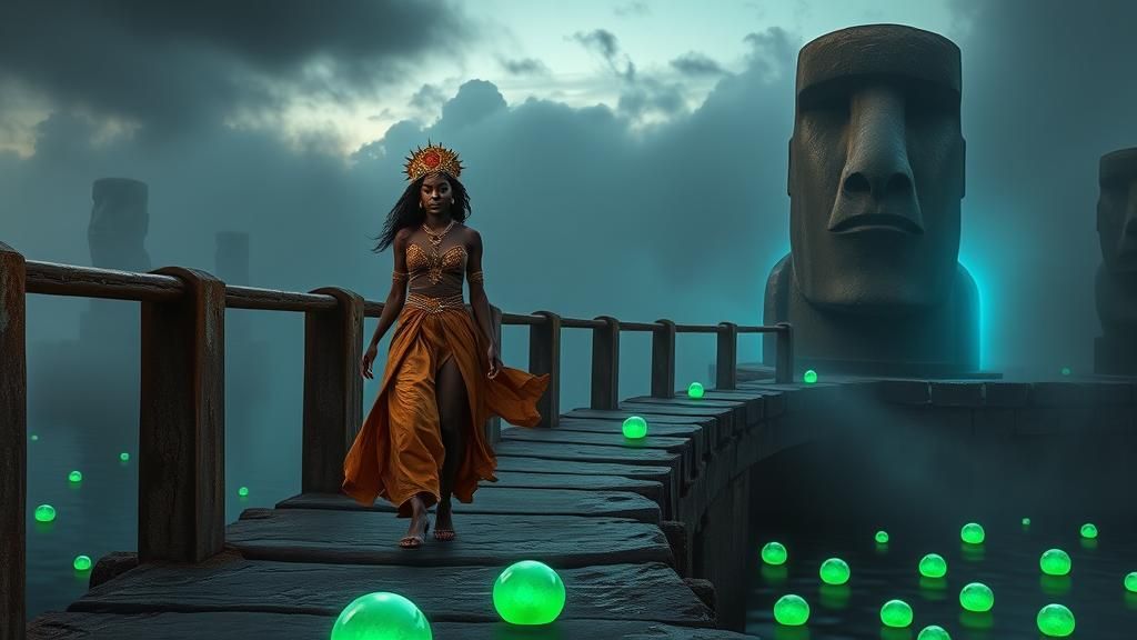 Mystical Bridge Walk with African Woman and Alien