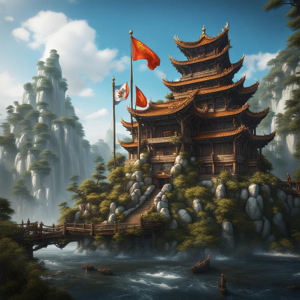 Pandas with Lesbian Flag in Detailed Digital Art