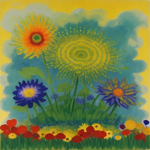Hedgehog Flowers in Bloom: Expressionist Style