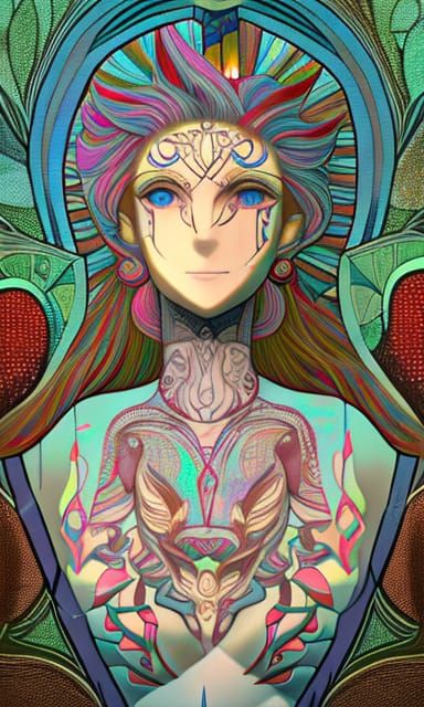 Mary Jane Watson in Stained Glass, Ito & Giger Style