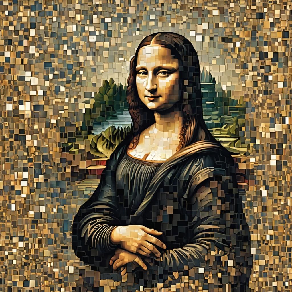 Pixelated Mona Lisa with Digital Effects