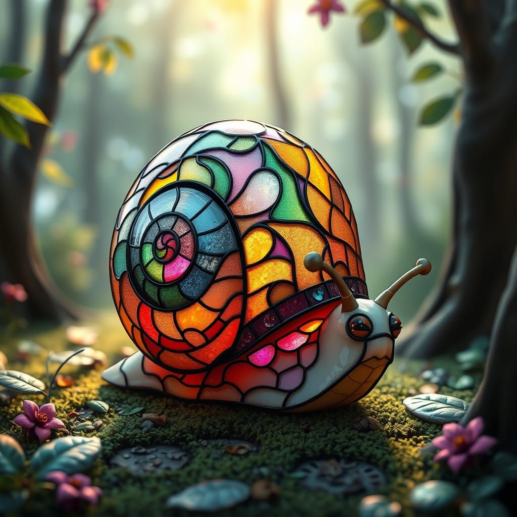 Cute Snail with Stained Glass Shell in 3D