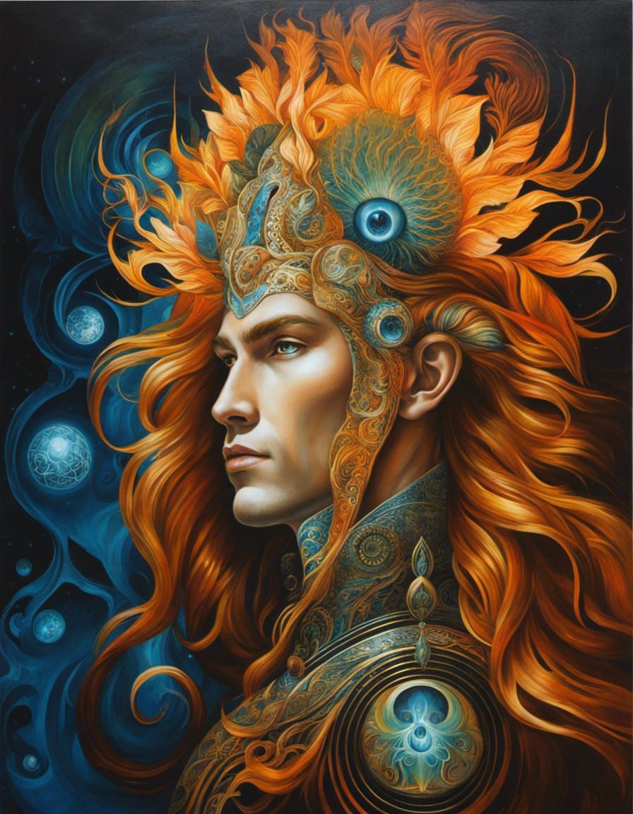 Psychedelic Foxfire God in Oil Painting Style