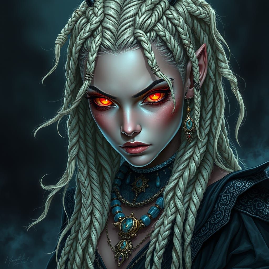 Witch flaunting unearthly glow in her eyes, long dirty blond...