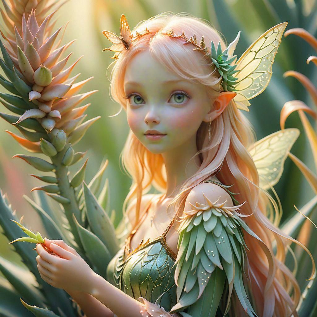 Luminous Aloe Fairy in Whimsical Garden