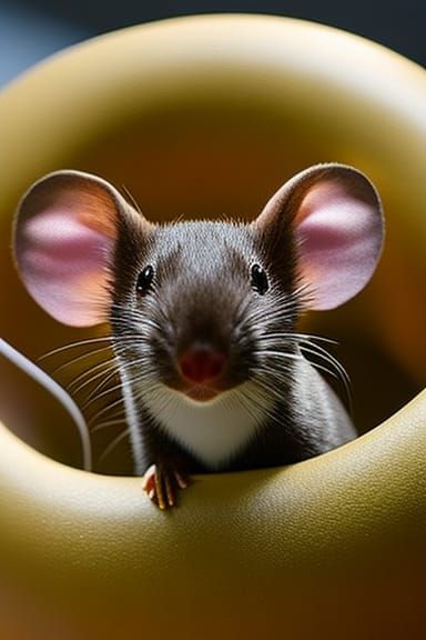 a mouse in a doughnut