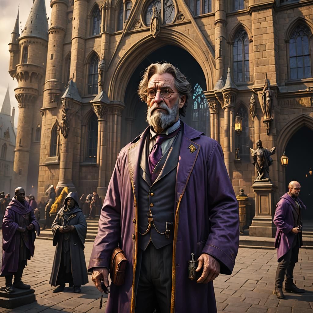 McGonagall Summons Hogwarts Statues: Dark Fantasy Art