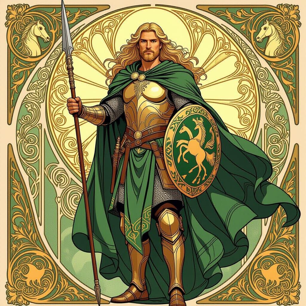 Éomer of Rohan in Alphonse Mucha Style Art Nouveau Masterpie...