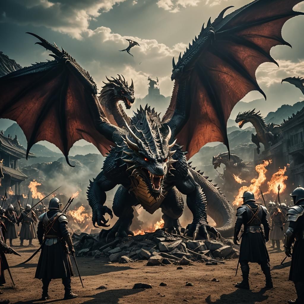 Epic War of Angels and Demons with Dragon