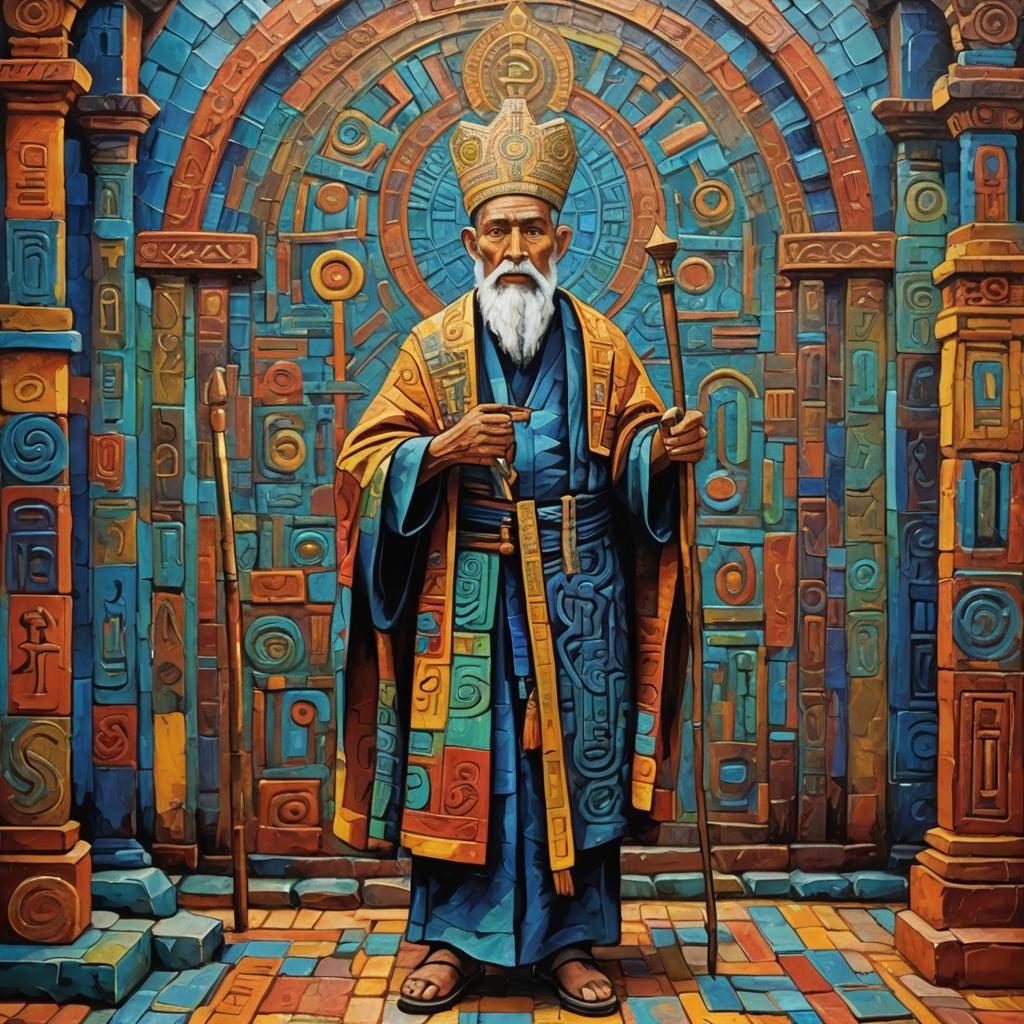 Ancient Goa'uld Priest in Expressionist Oil Painting