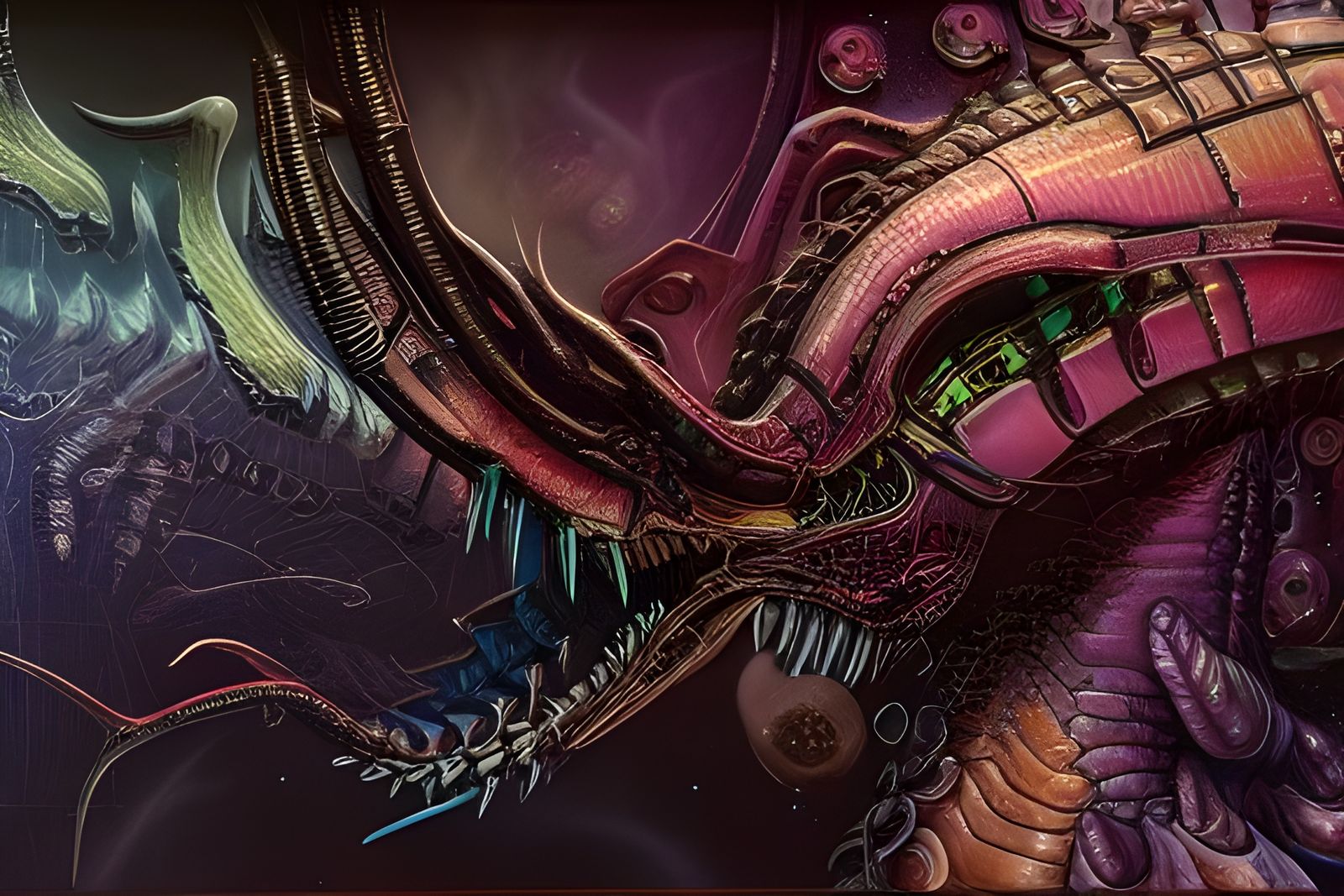 Cybernetic Plasma Dragon with Biomechanical Implants