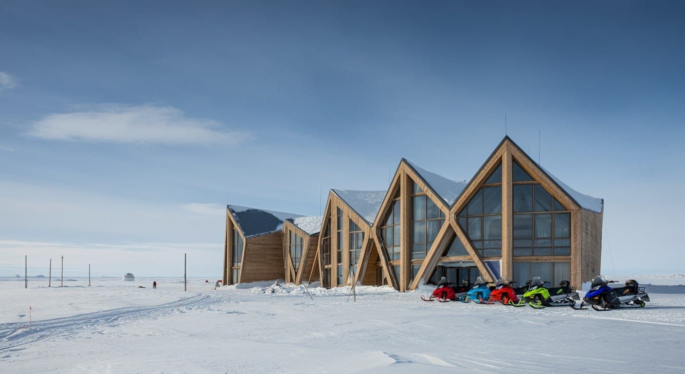 Modern Hotel at the North Pole in Photorealistic Style
