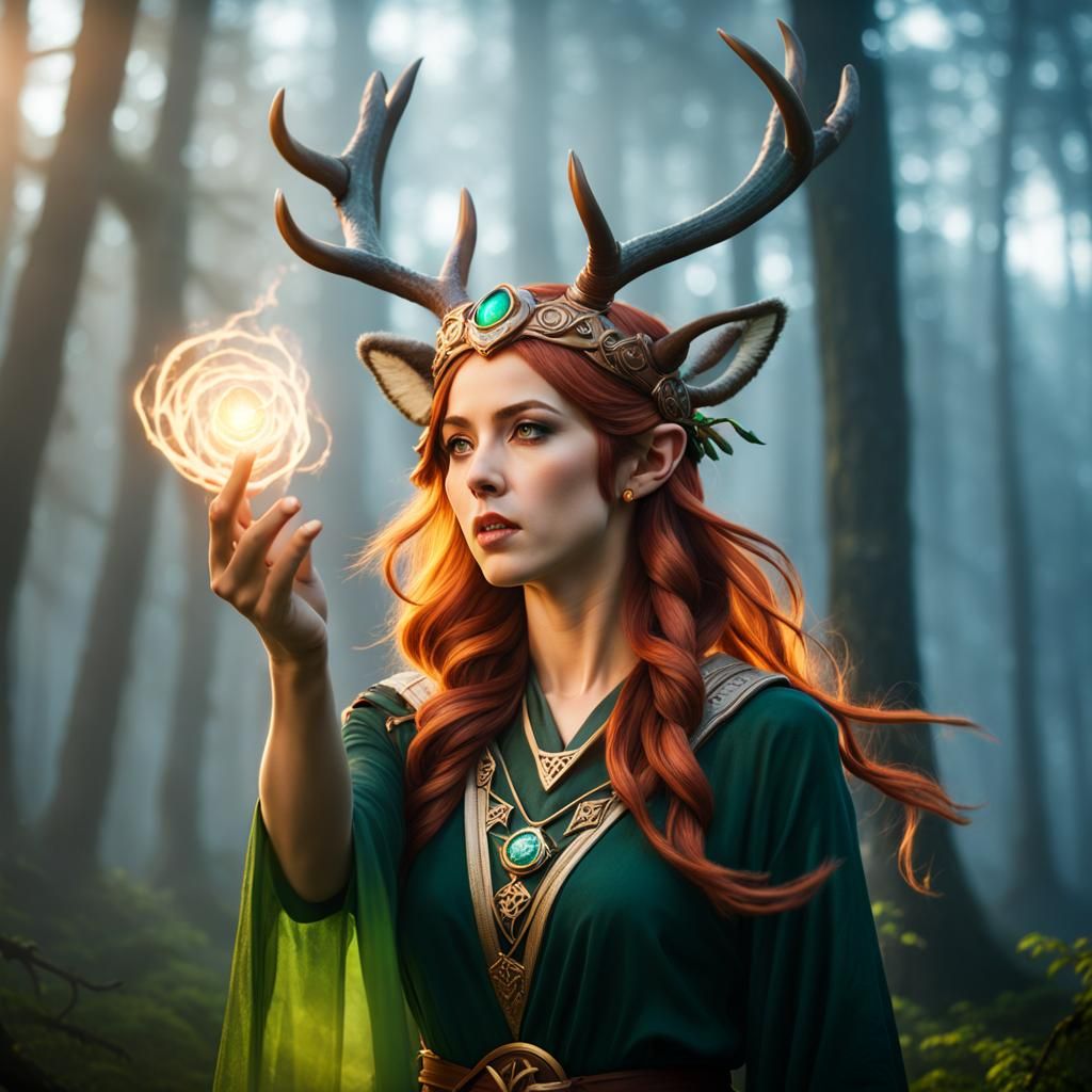 Elf Druid Casting a Spell