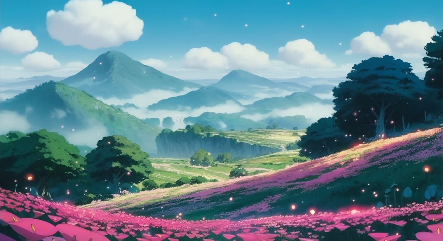 Fantastical Landscape in Studio Ghibli Anime Style