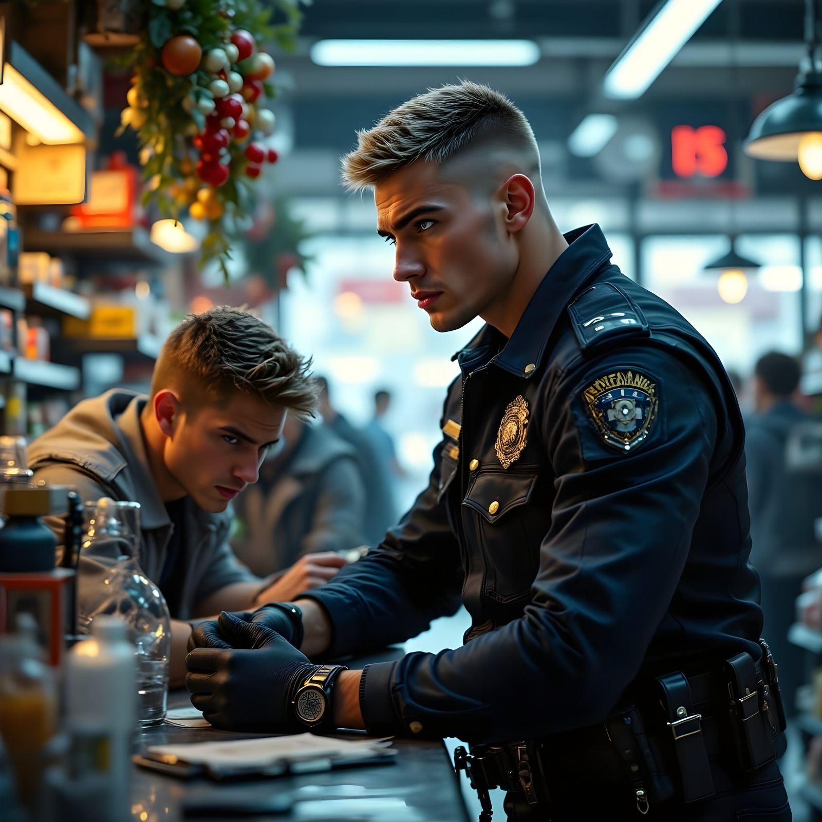 Calm Authority in Chaos: A Photorealistic Scene