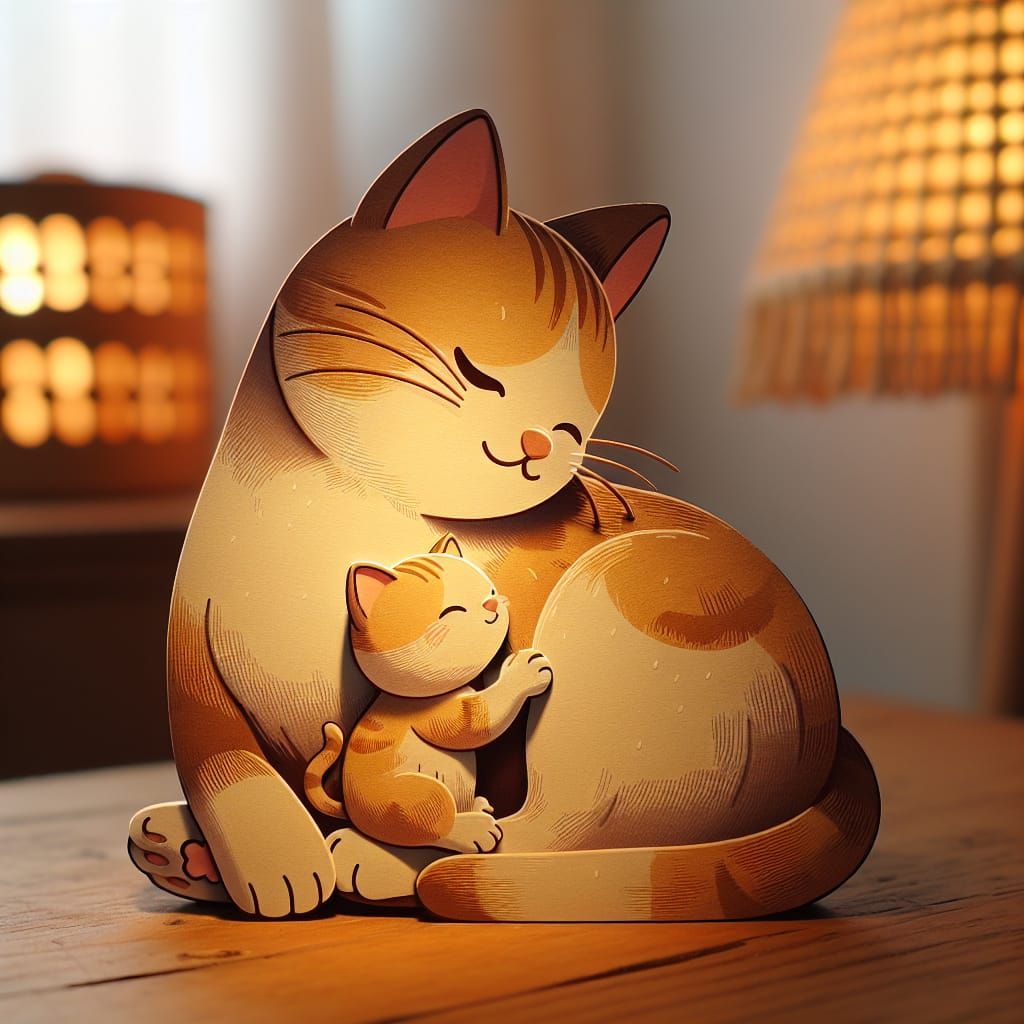 Heartwarming Mother and Kitten Affection
