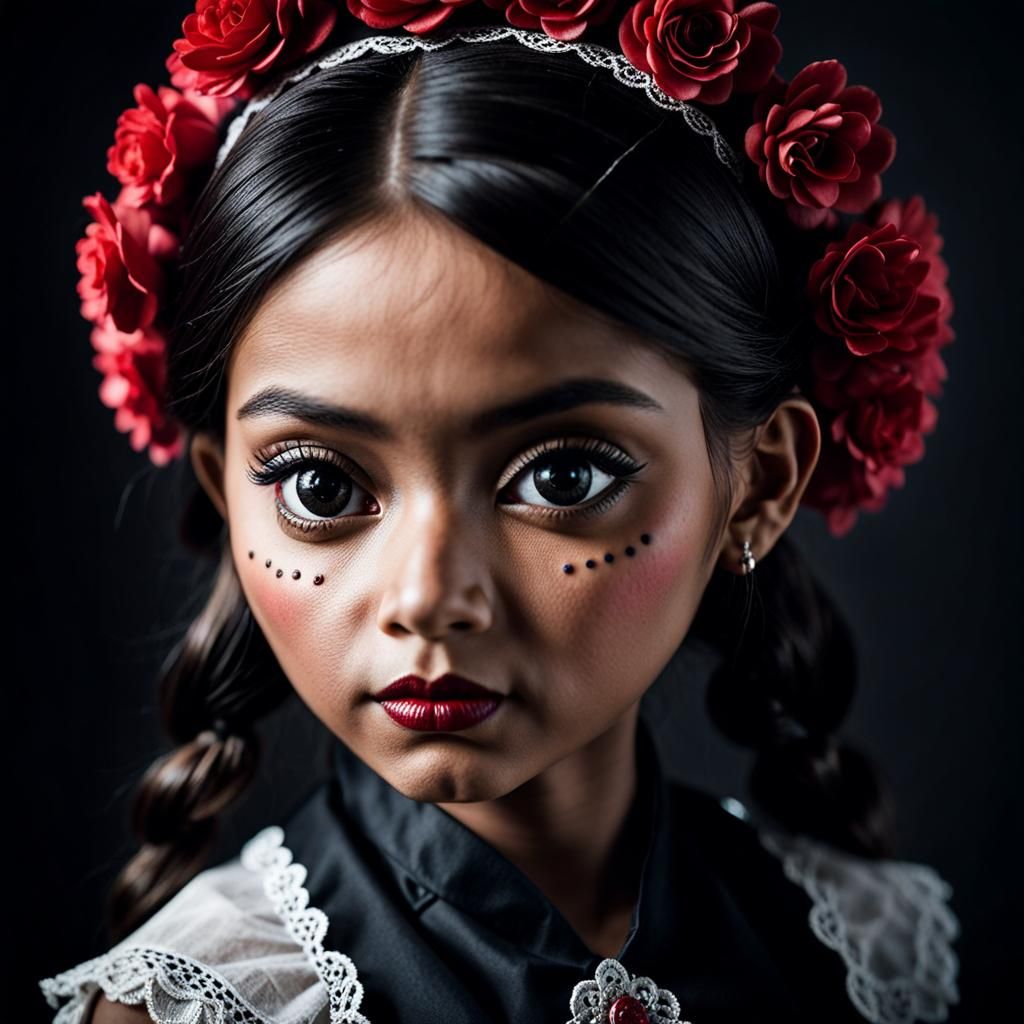 Mexican Puppet Girl Portrait in Ambient Light