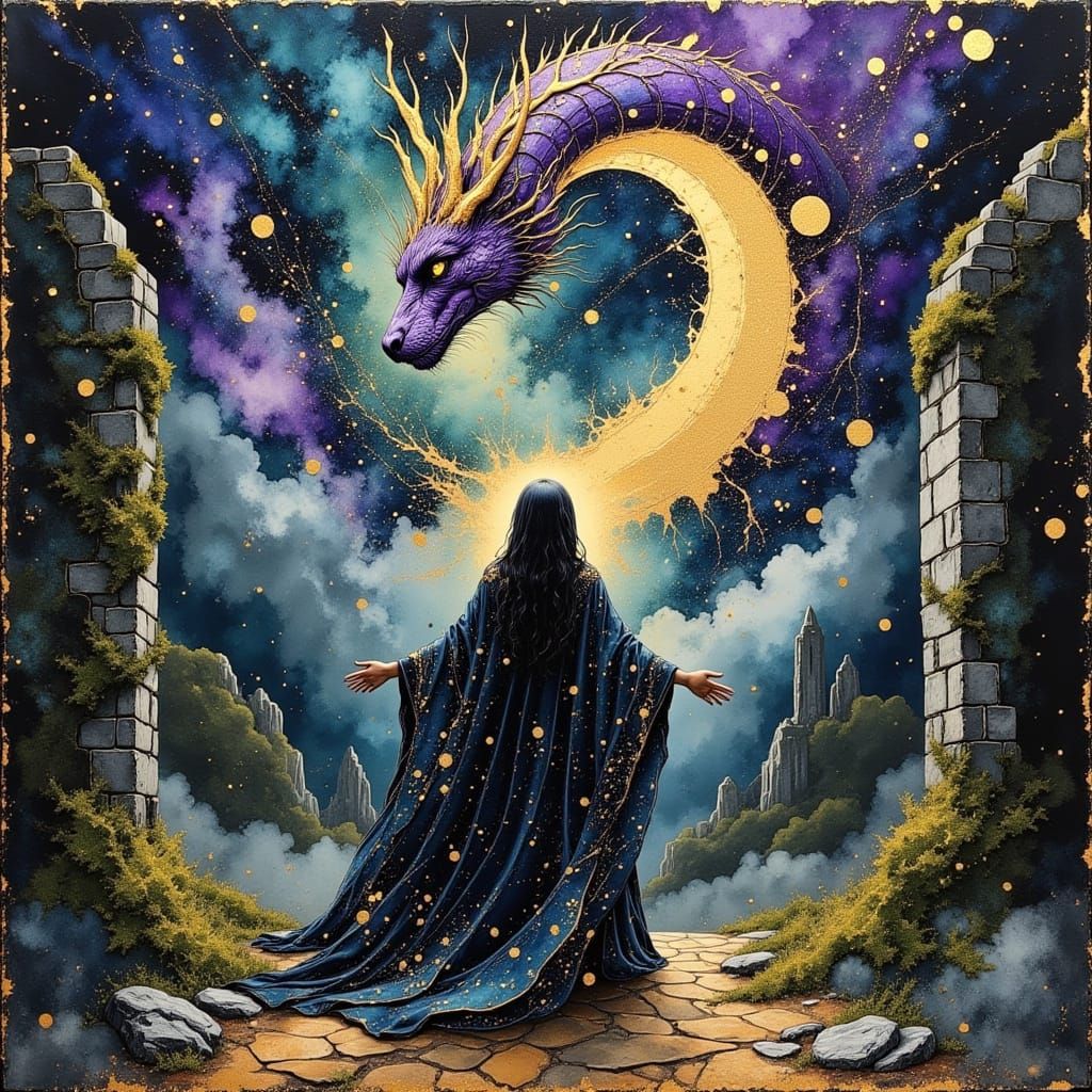 Mystical Woman Conjures Ancient Dragon Spirit
