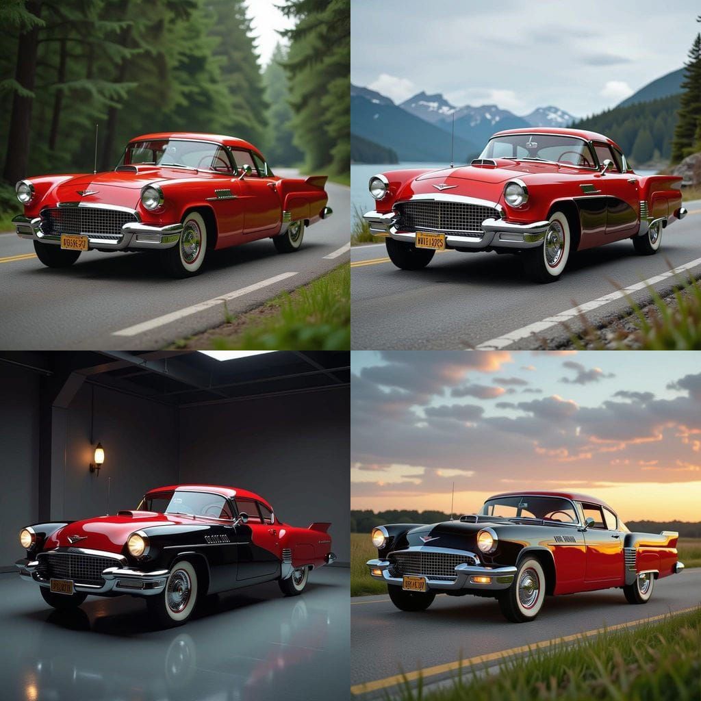 Vintage Red and Black Tucker Torpedo in Cinematic Film Style