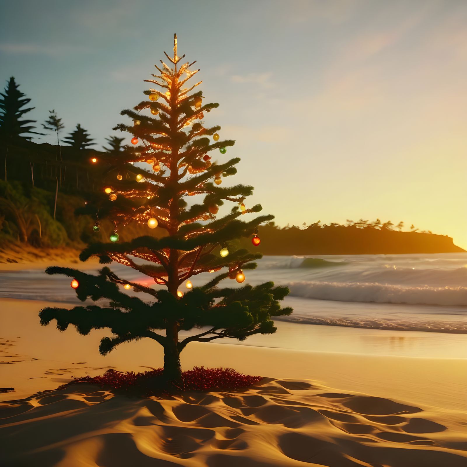 Sparkling Christmas Tree in Winter Wonderland