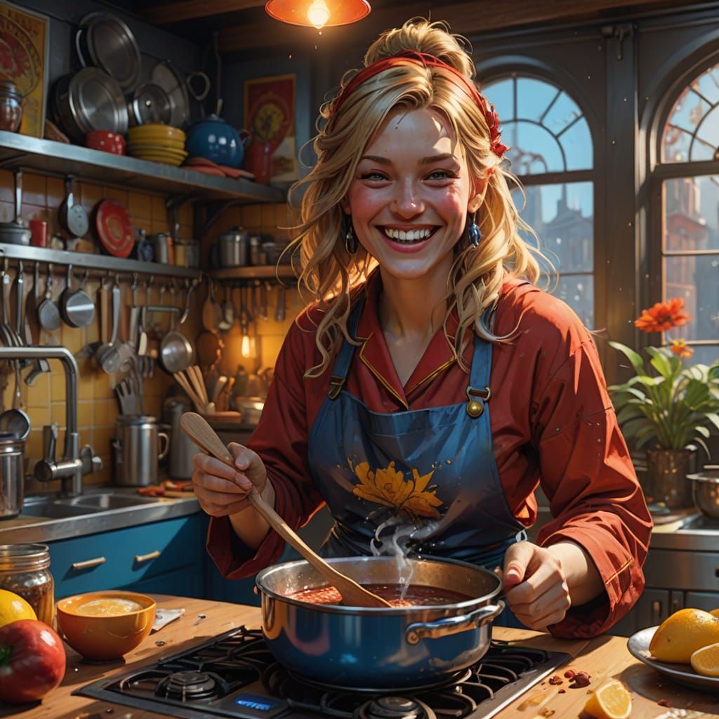 Joyful Morning Scene in Vibrant Colors