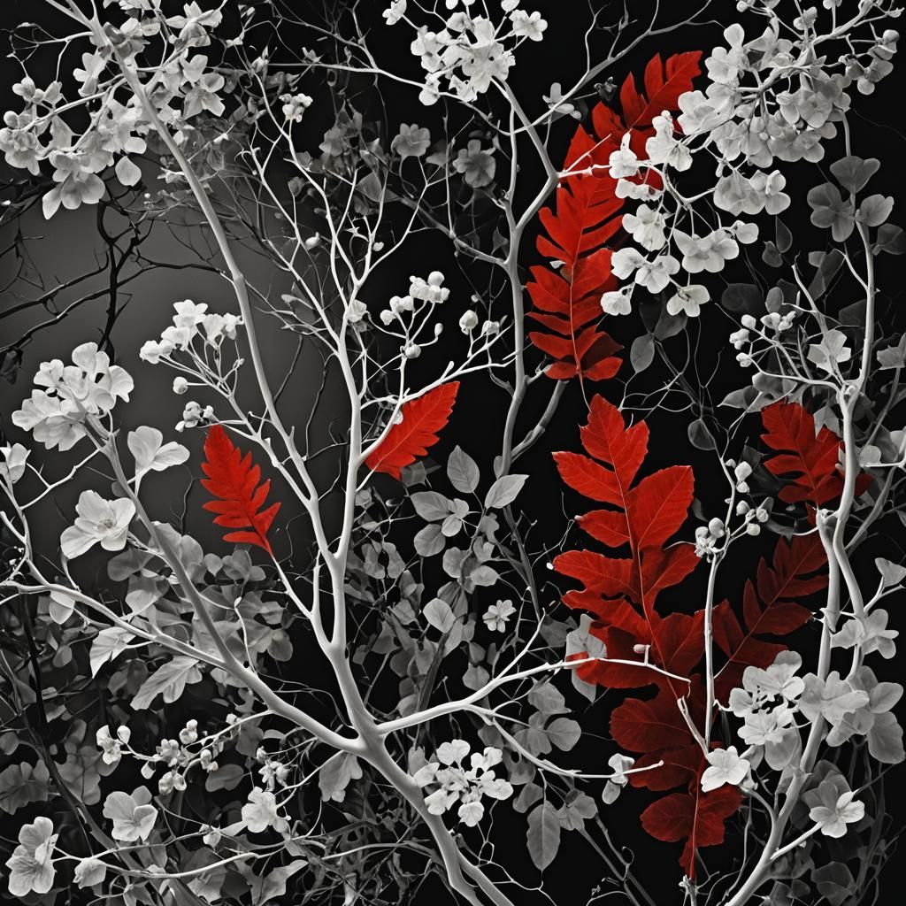 Surreal Black and White Photogram of Natural Objects