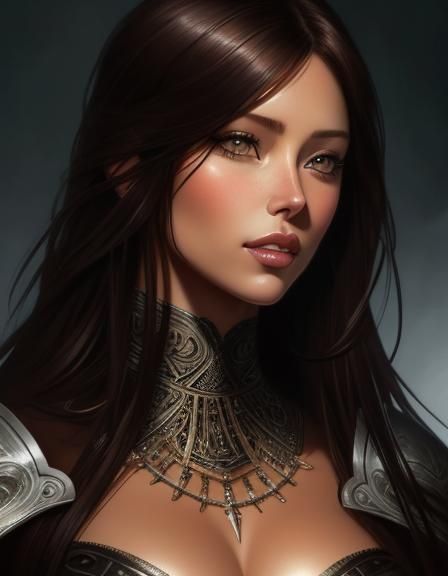 Portrait of a Young Woman in Digital Painting Style