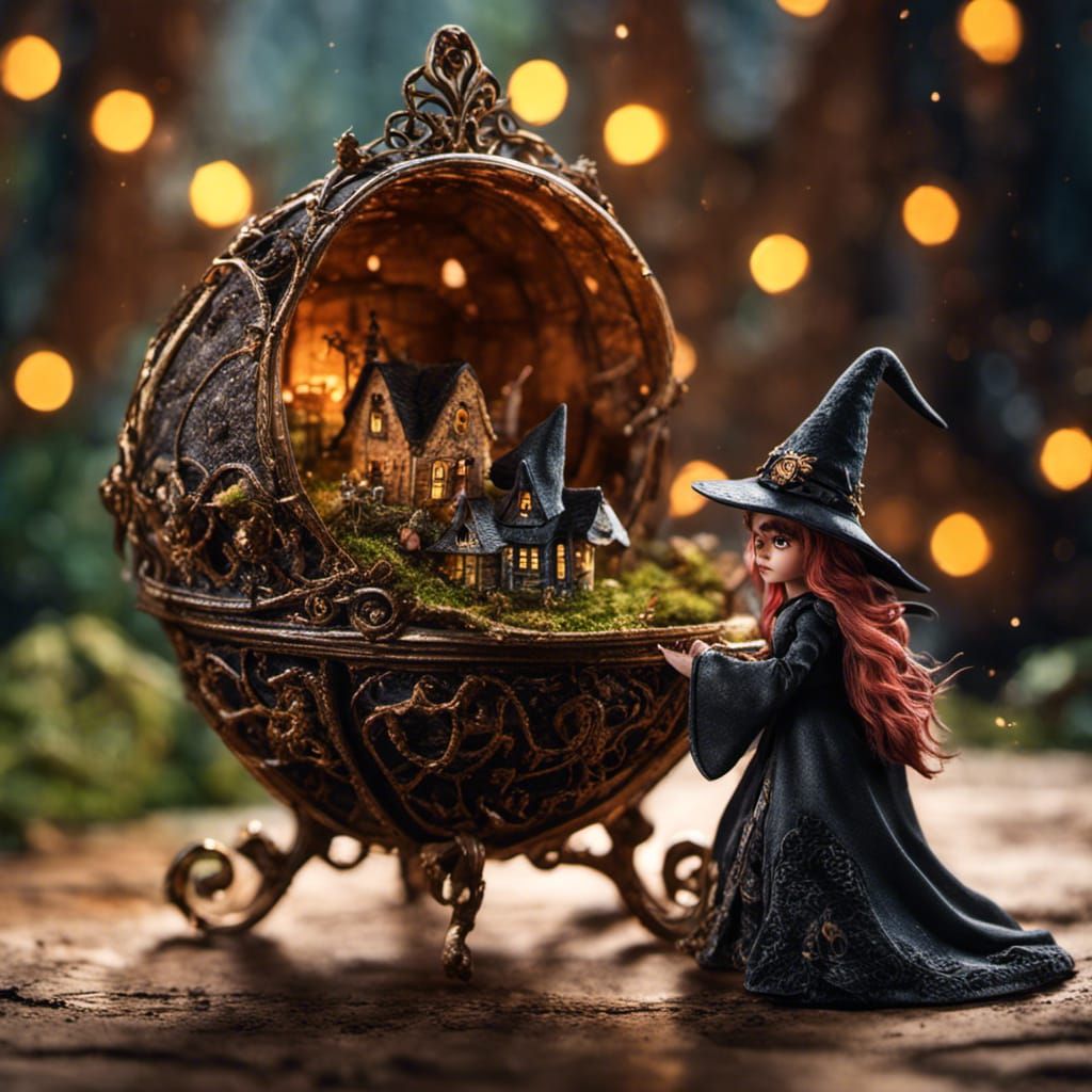 In a magic witch hatchlings stroller a mini miniature fairy ...