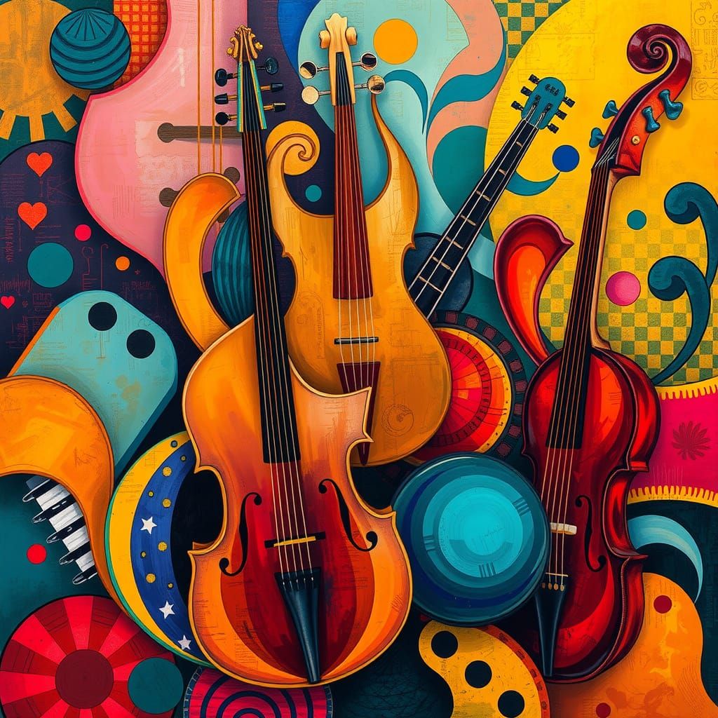 abstract composition of musical instruments
