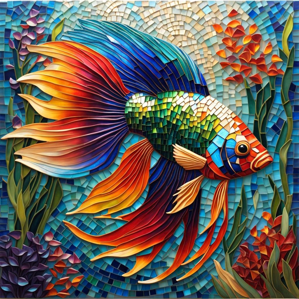 betta fish underwater mosaic 🐠🌊