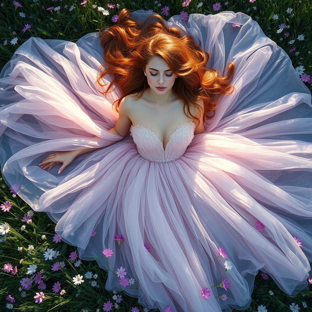 Ethereal Aphrodite in Blossoms, Cinematic Film Still