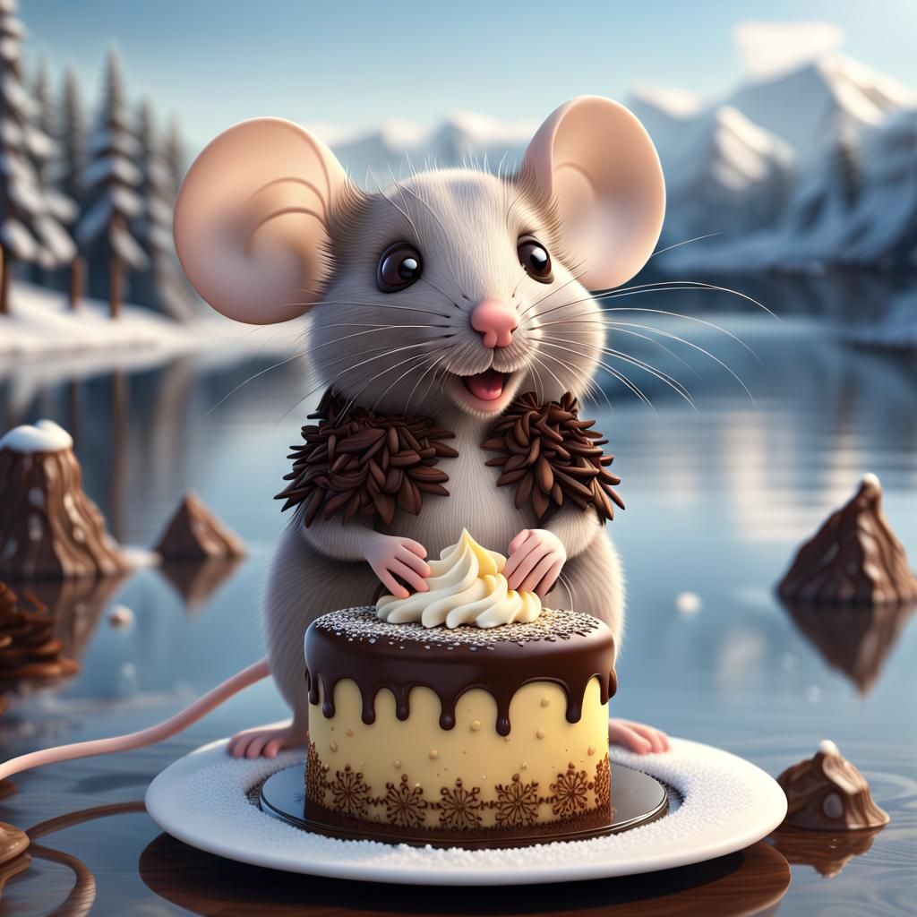 Cute Mouse Lakeside Portrait in 3D