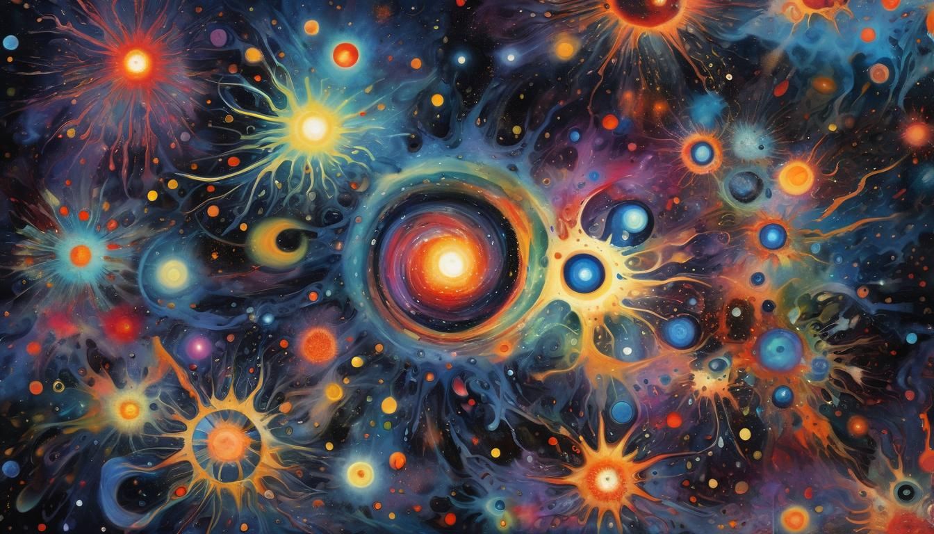 Surreal Cosmic Art: Swirling Plasma Stars