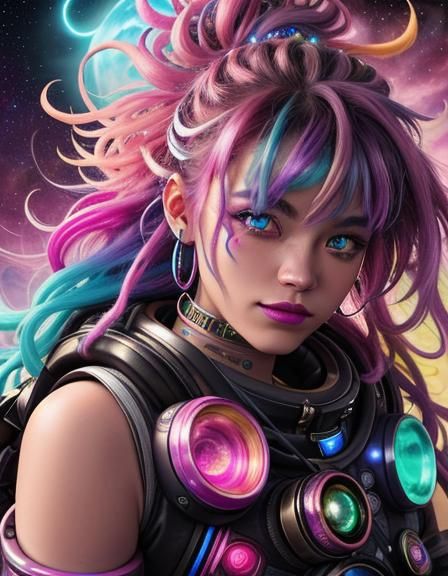 Cosmic Punk Girl Portrait in Fantasy Style