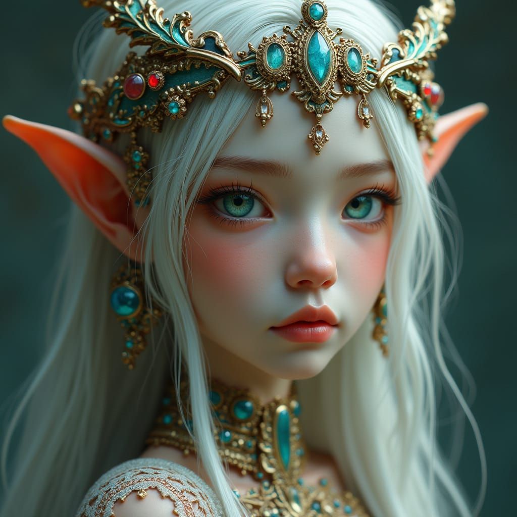 Ethereal Elf Woman Portrait in Dreamy Style