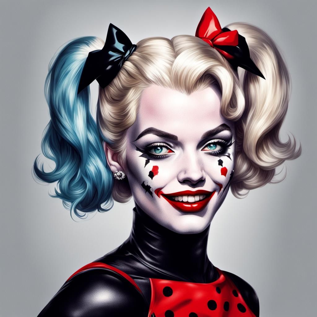 Marilyn Monroe as Harley Quinn: Digital Art