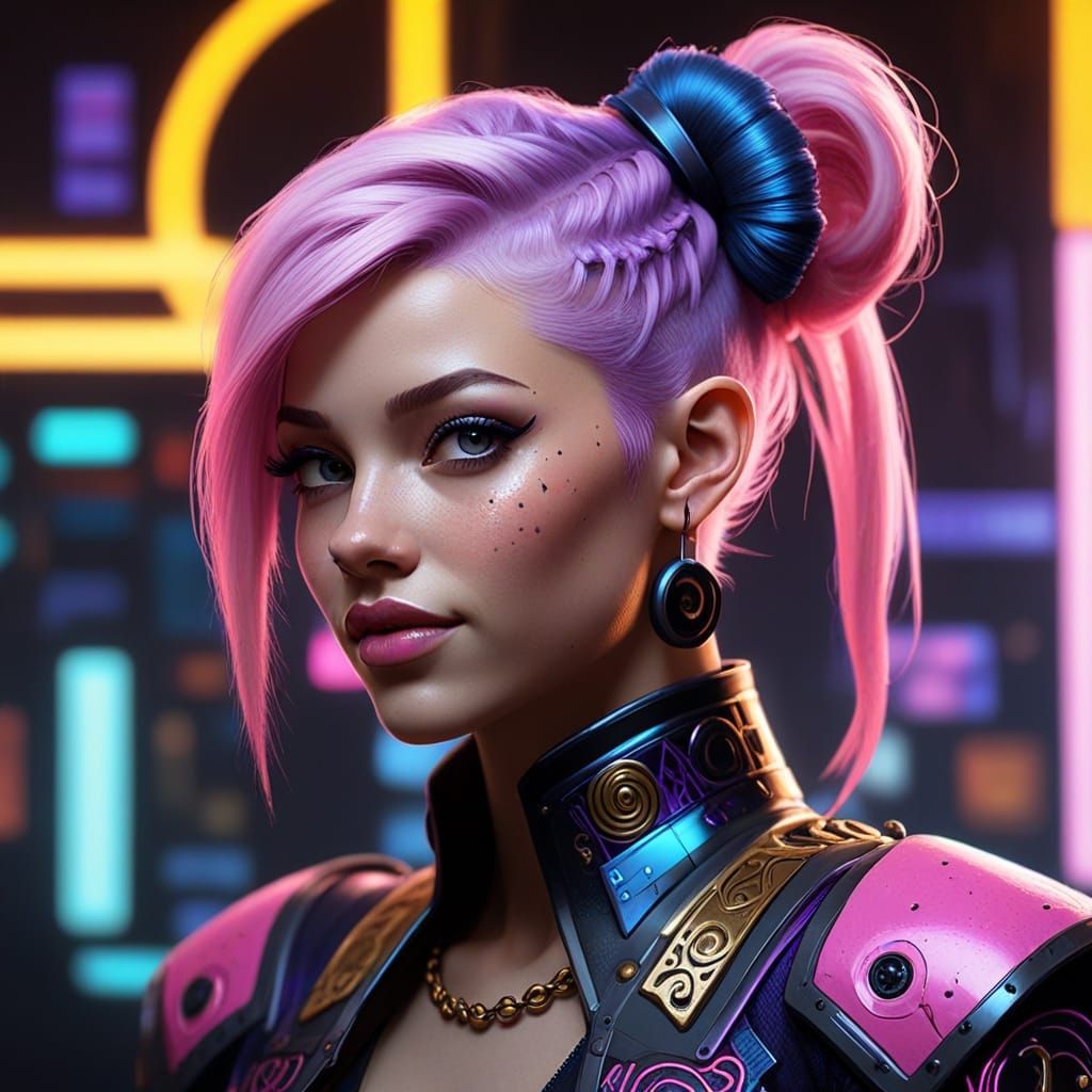 Cyberpunk Dancer Portrait with Neon Lighting