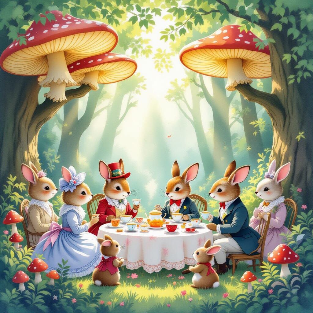 Victorian Animals' Enchanted Forest Tea Party