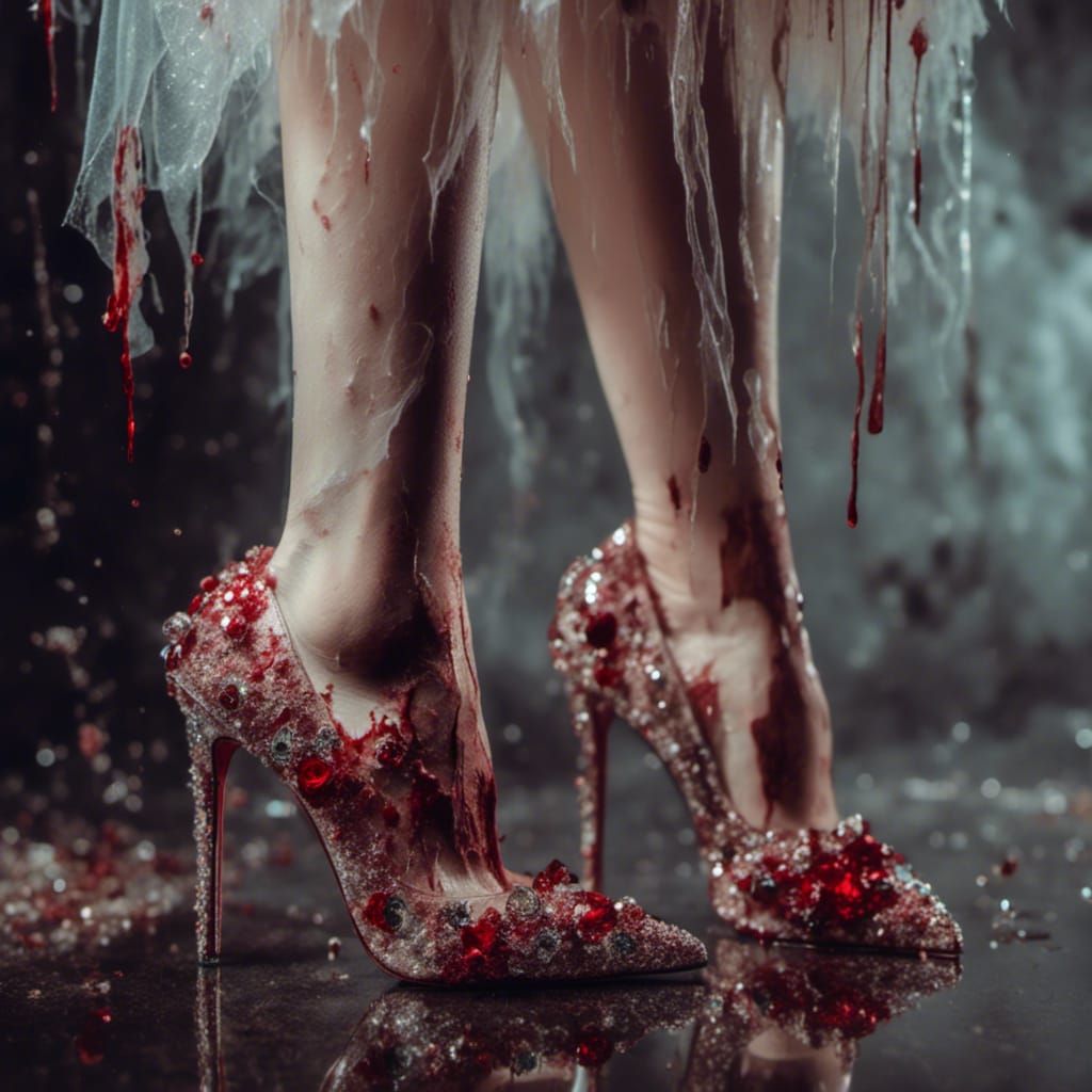 Macabre Stiletto Shoe Embedded in Head